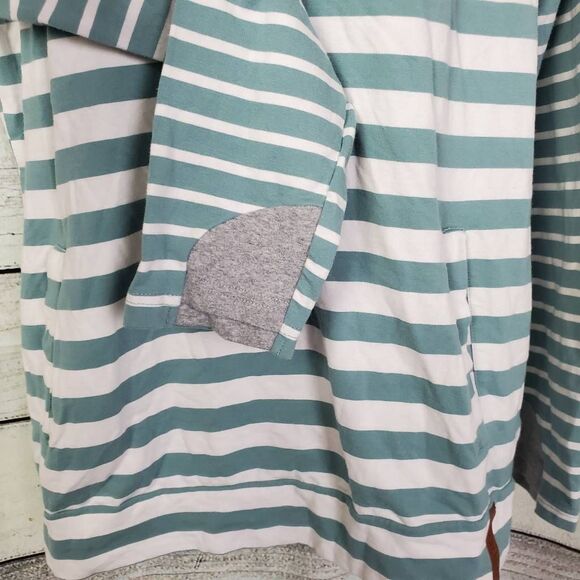Ampersand Avenue Women’s Hoodie Green White Striped Size L - Picture 3 of 8